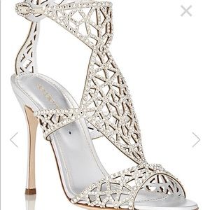 SERGIO ROSSI EMBELLISHED TRESOR T STRAP SANDALS